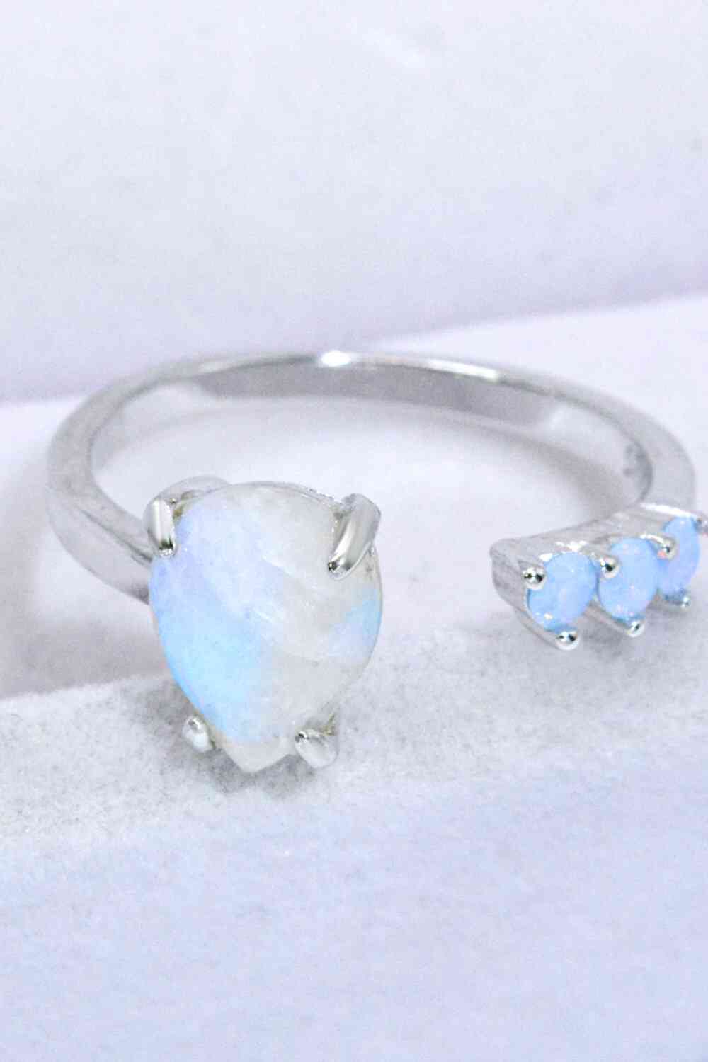 18K Rose Gold-Plated Moonstone Open Ring Silver One Size