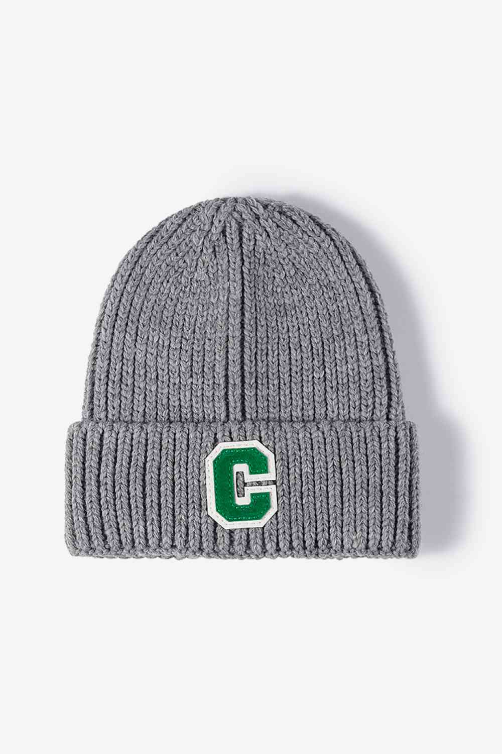 Letter C Patch Cuffed Beanie Gray One Size