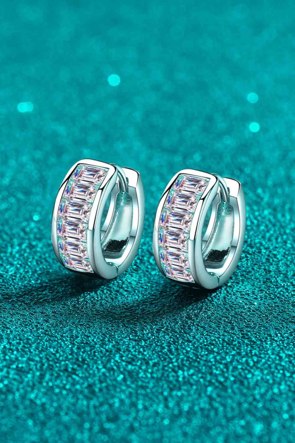 1.8 Carat Moissanite 925 Sterling Silver Huggie Earrings