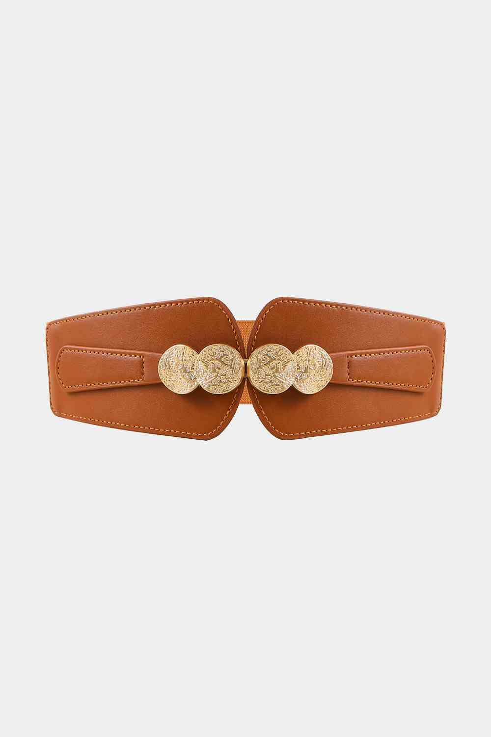 Alloy Buckle Elastic Belt Caramel One Size