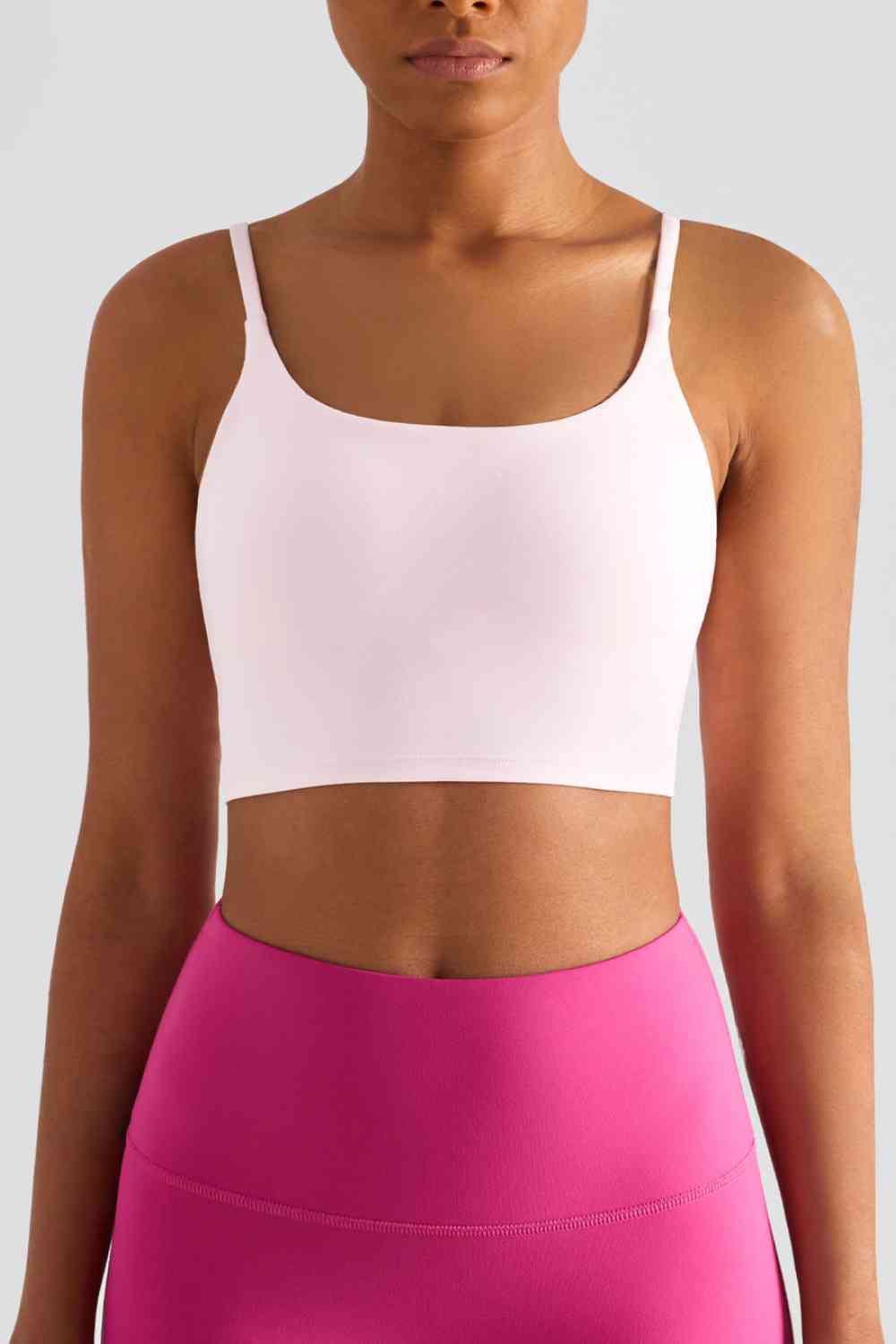 Spaghetti Strap Sports Bra Blush Pink