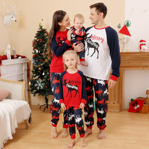 Baby Reindeer Print Round Neck Jumpsuit