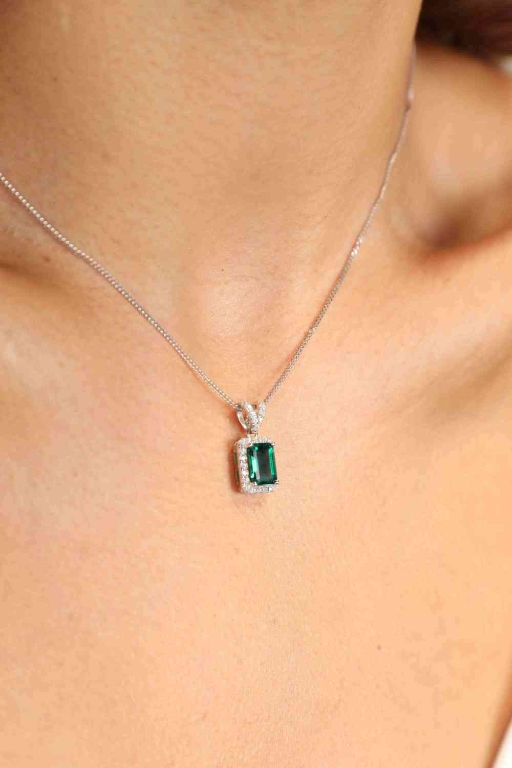 Adored 1.25 Carat Lab-Grown Emerald Pendant Necklace Green One Size
