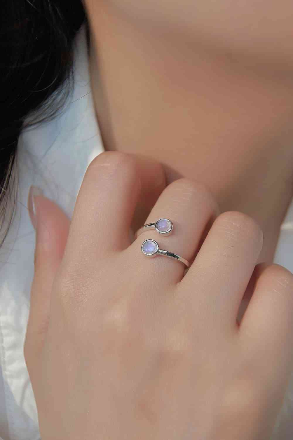 High Quality Natural Moonstone 925 Sterling Silver Toi Et Moi Ring Silver One Size