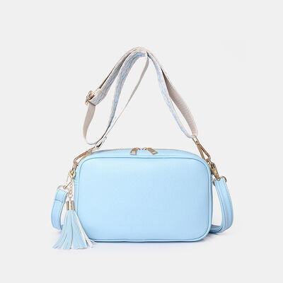 Tassel PU Leather Crossbody Bag Pastel Blue One Size