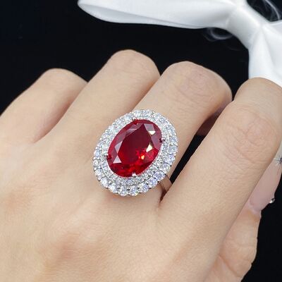 Silver-Plated Artificial Gemstone Ring Silver One Size