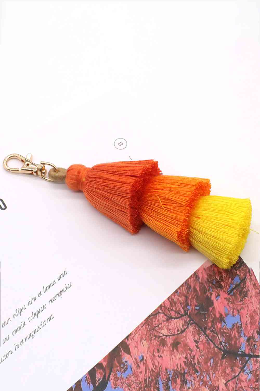 Assorted 4-Pack Multicolored Fringe Keychain Papaya One Size