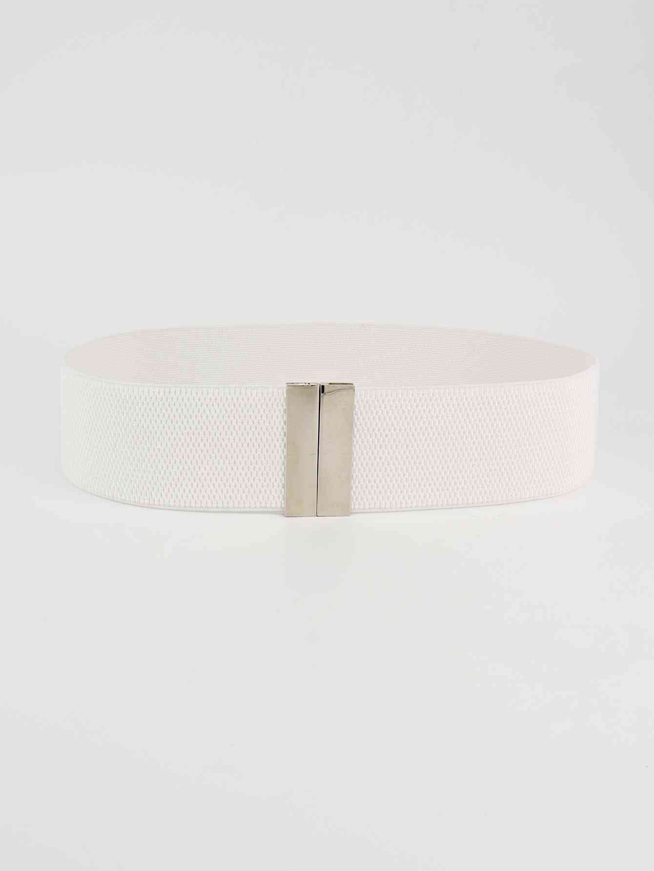 Alloy Buckle Elastic Belt White/Silver One Size