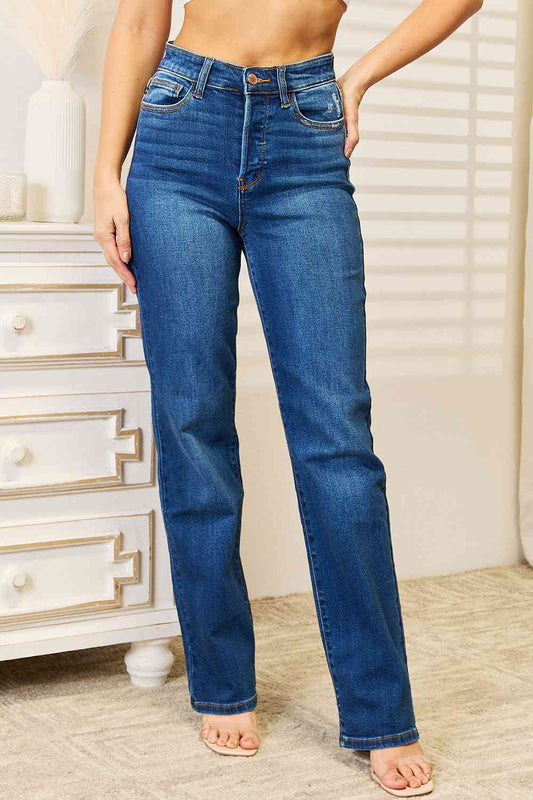 Judy Blue Full Size Straight Leg Jeans with Pockets Medium