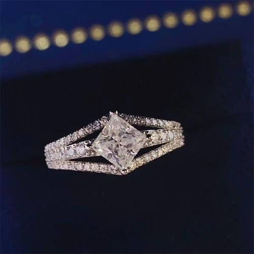 1 Carat Moissanite 925 Sterling Silver Ring Silver