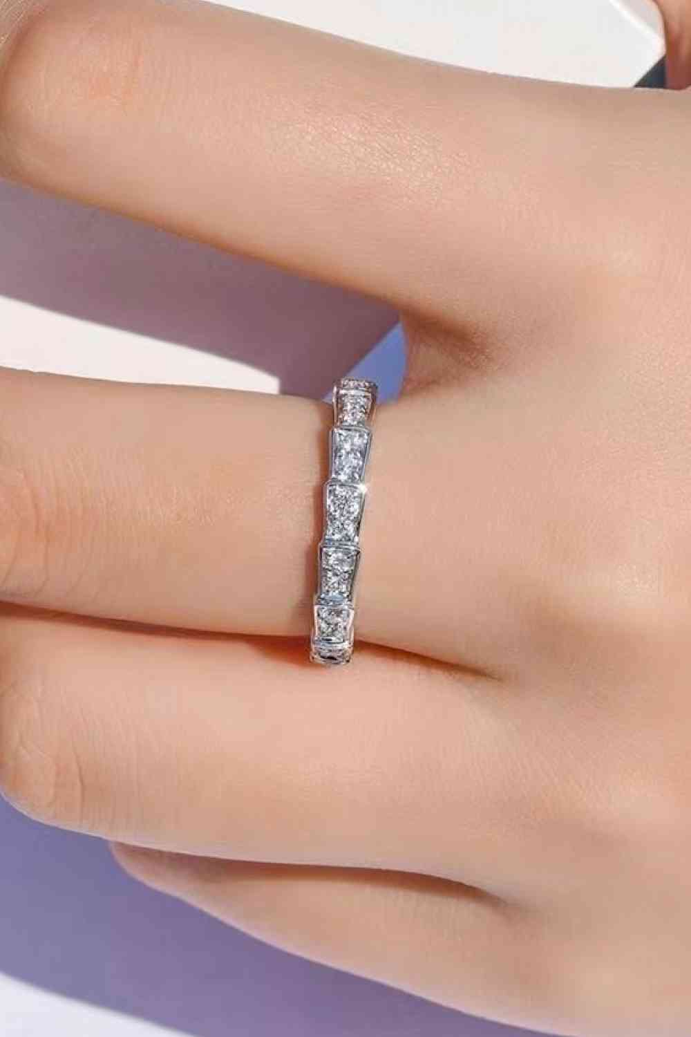 Shiny 3 Carat Moissanite Platinum-Plated Ring Silver