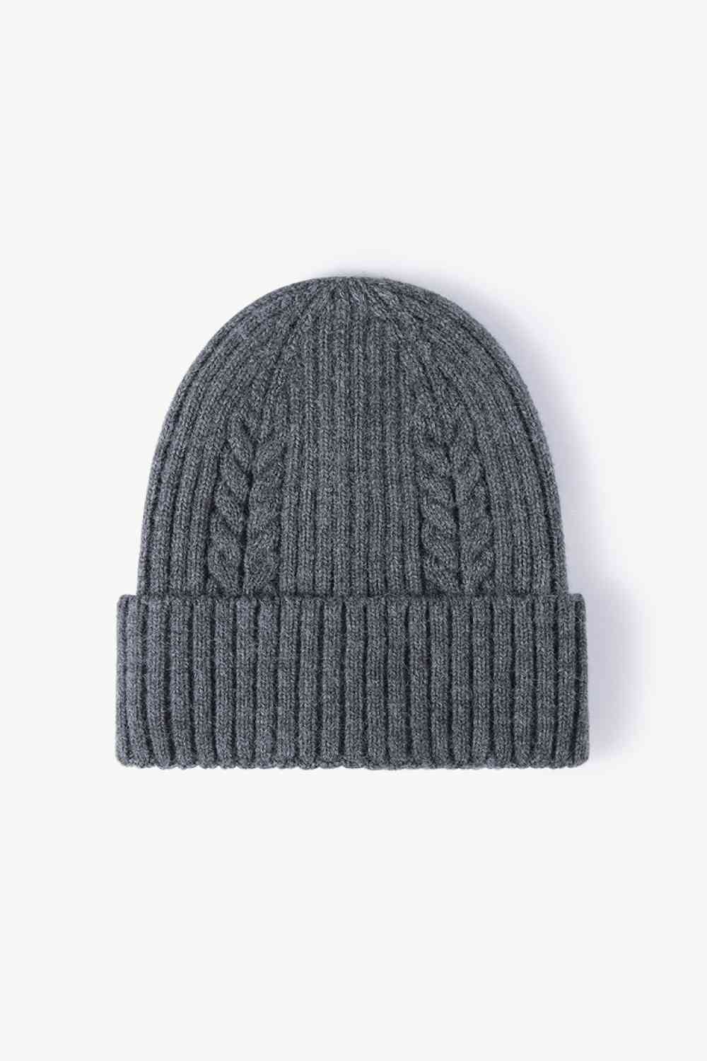 Cable-Knit Cuff Beanie Dark Gray One Size