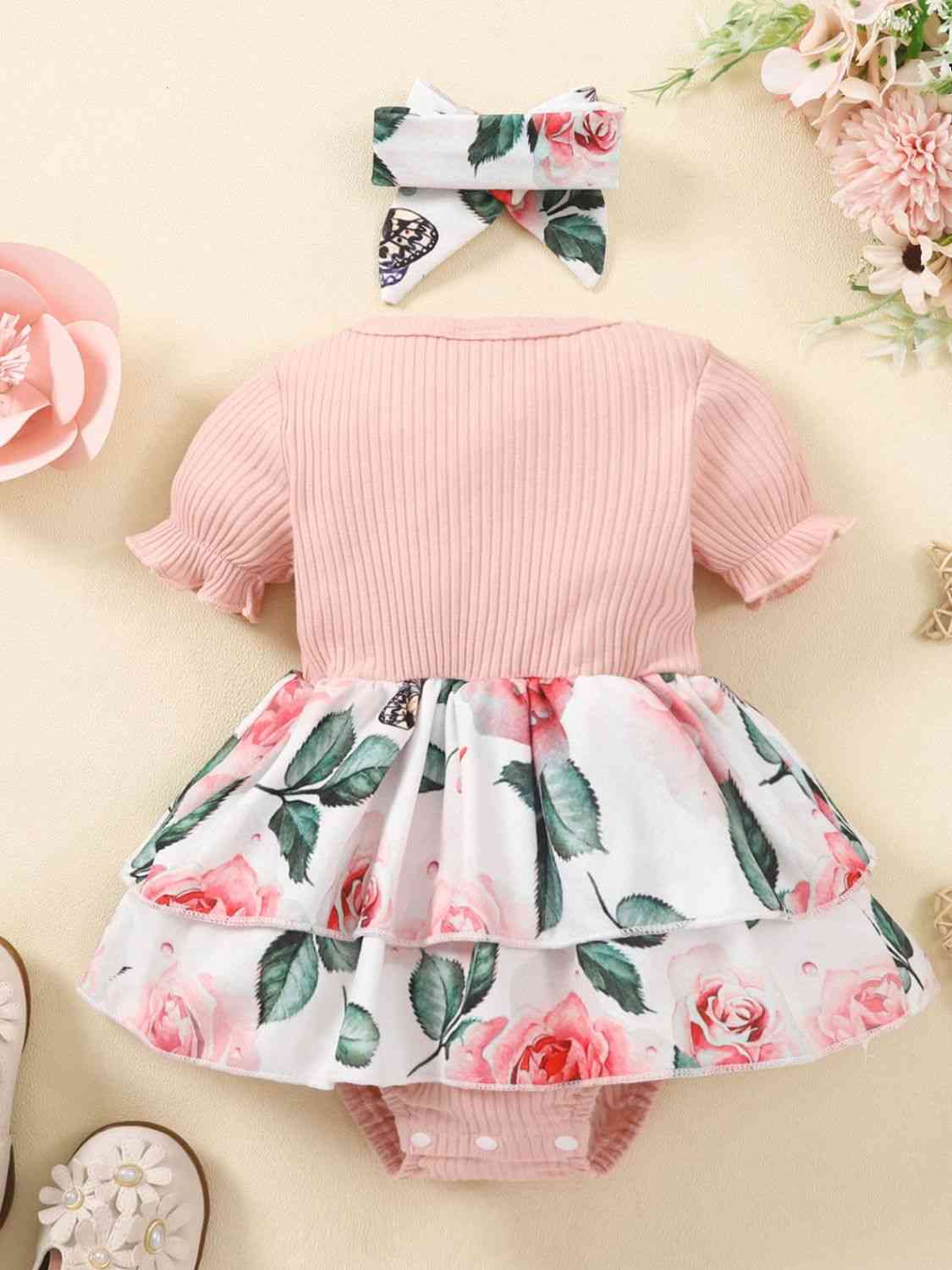 Baby Girl DADDY'S GIRL Graphic Floral Bodysuit Dress