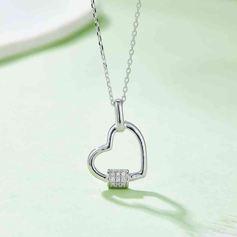 Moissanite 925 Sterling Silver Heart Shape Necklace Silver One Size