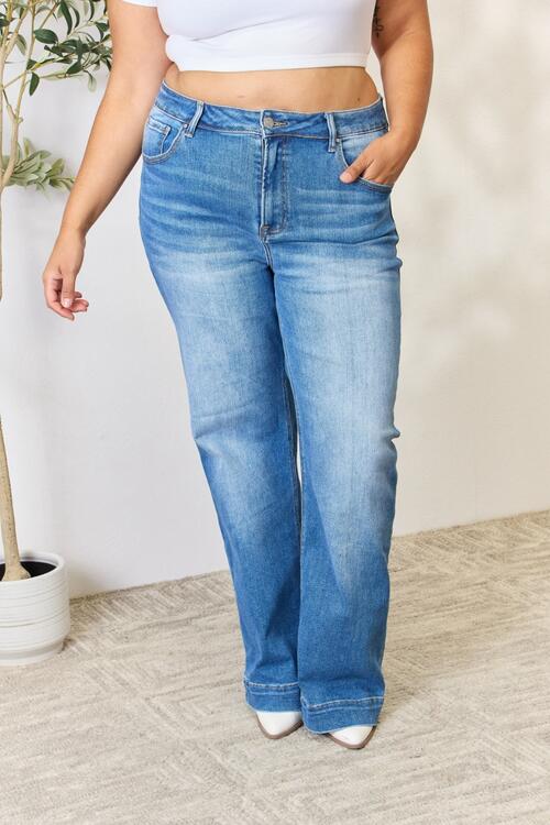 RISEN Full Size High Waist Straight Jeans Medium