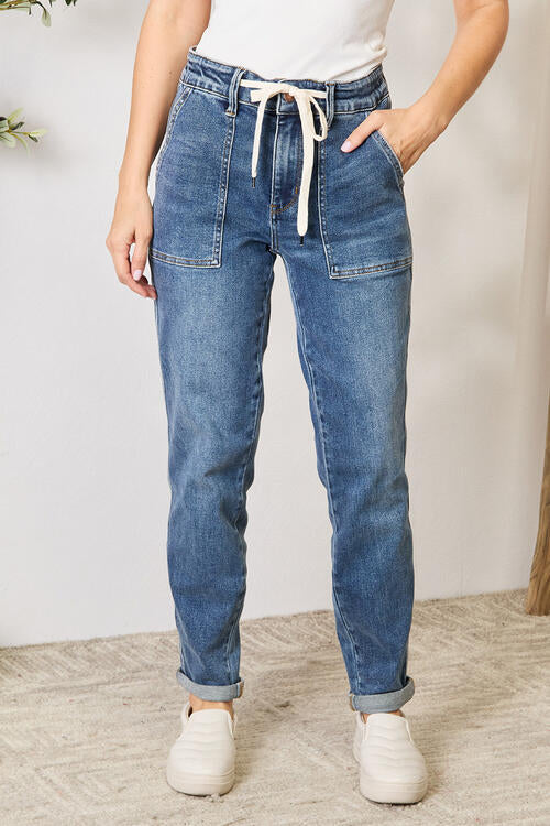 Judy Blue Full Size High Waist Drawstring Denim Jeans Medium