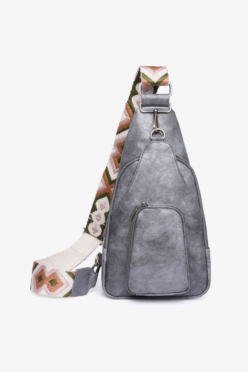 Adored Take A Trip PU Leather Sling Bag Mid Gray One Size