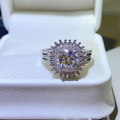 2 Carat Moissanite 925 Sterling Silver Ring Silver