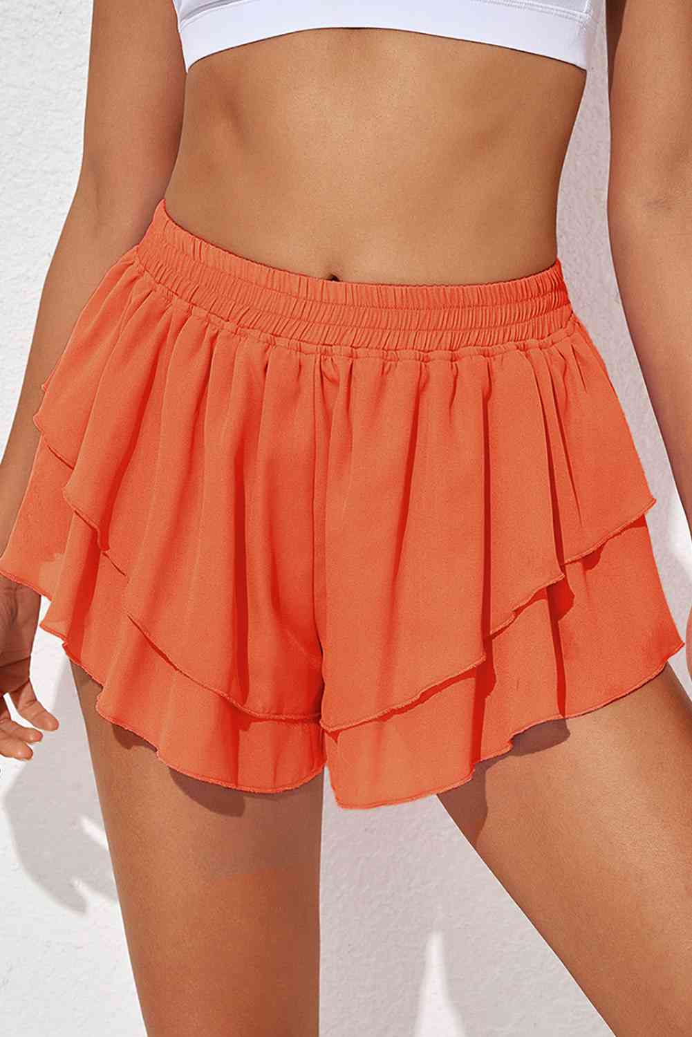 Layered Sports Skirt Red Orange