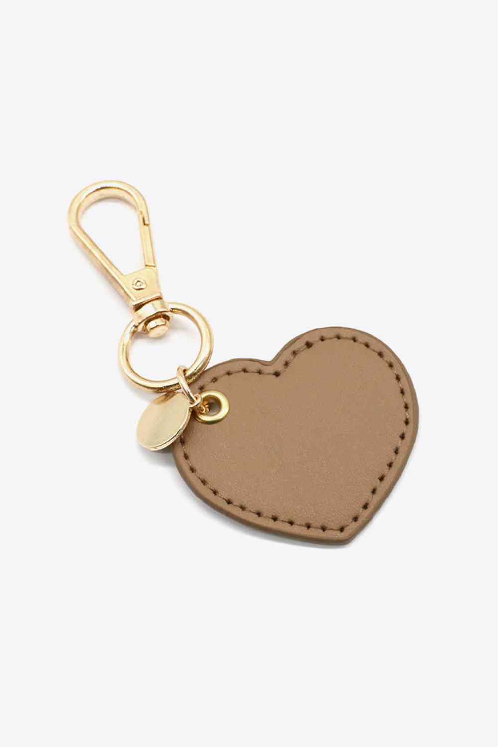 Assorted 4-Pack Heart Shape PU Leather Keychain Taupe One Size