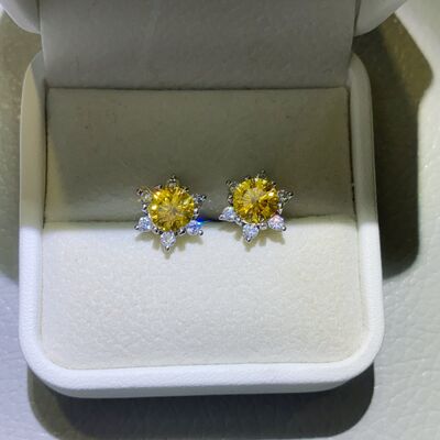 2 Carat Moissanite 925 Sterling Silver Stud Earrings Mustard One Size