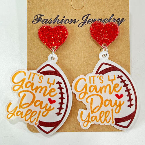 Heart Shape Sports Theme Acrylic Dangle Earrings Style A One Size