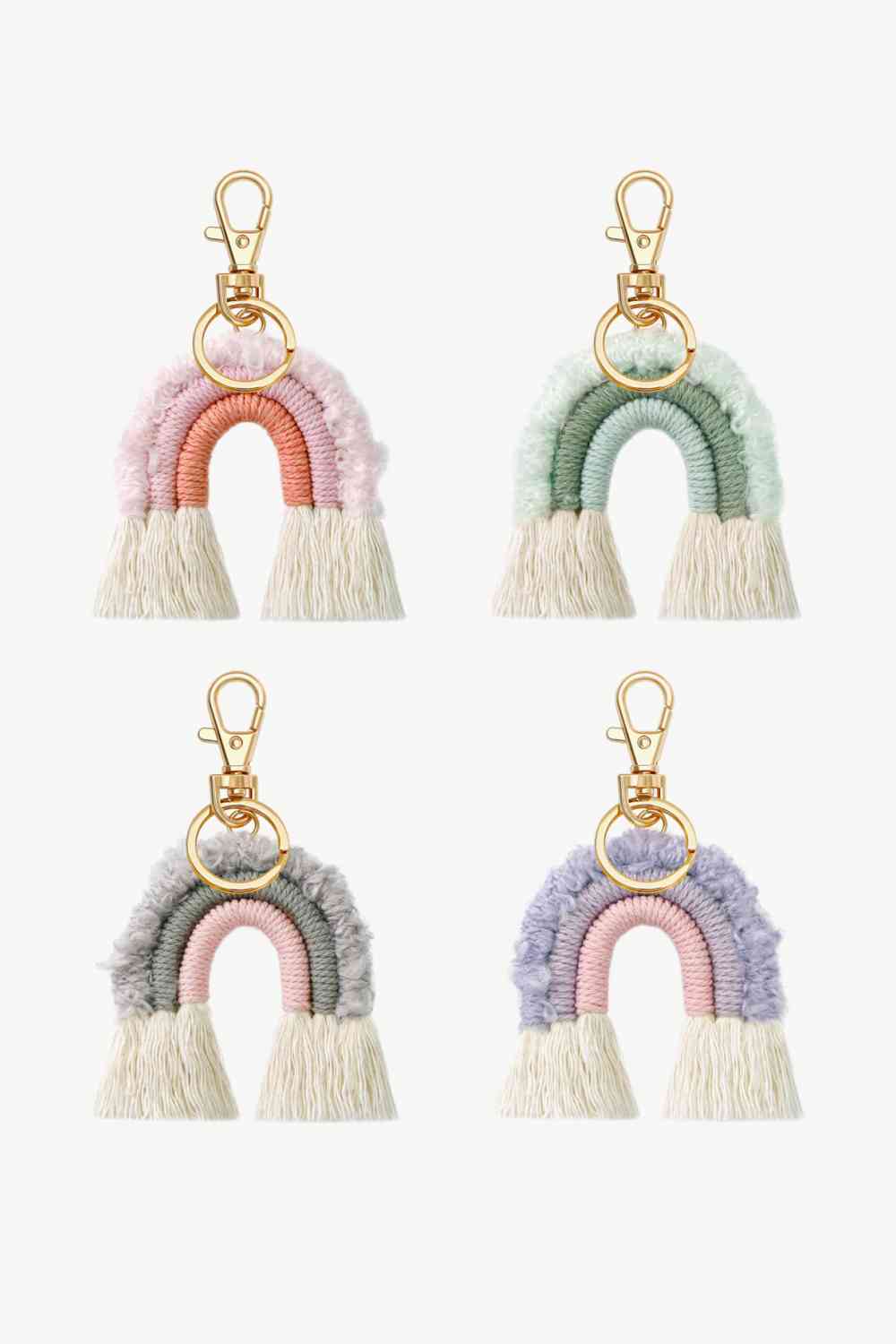 Fringe Trim Rainbow Key Chain