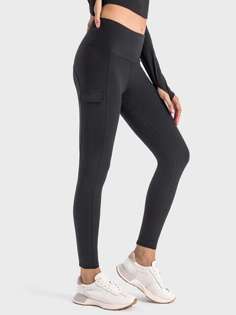 Wide Waistband Sports Leggings Black