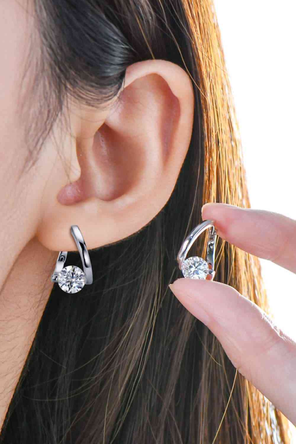 2 Carat Moissanite 925 Sterling Silver Heart Earrings Silver One Size