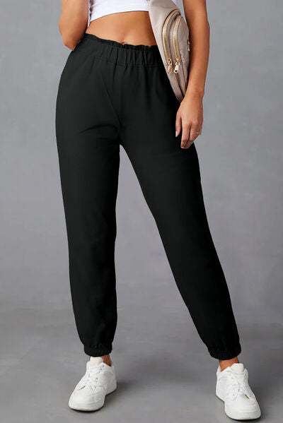 Elastic Waist Joggers Black