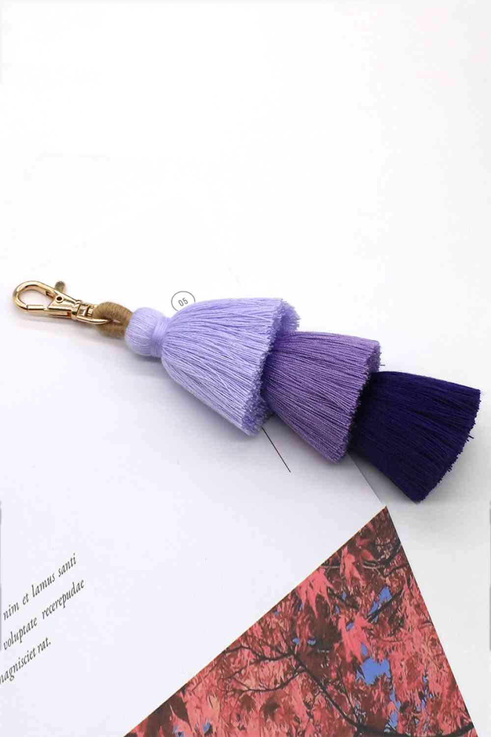 Assorted 4-Pack Multicolored Fringe Keychain Purple One Size