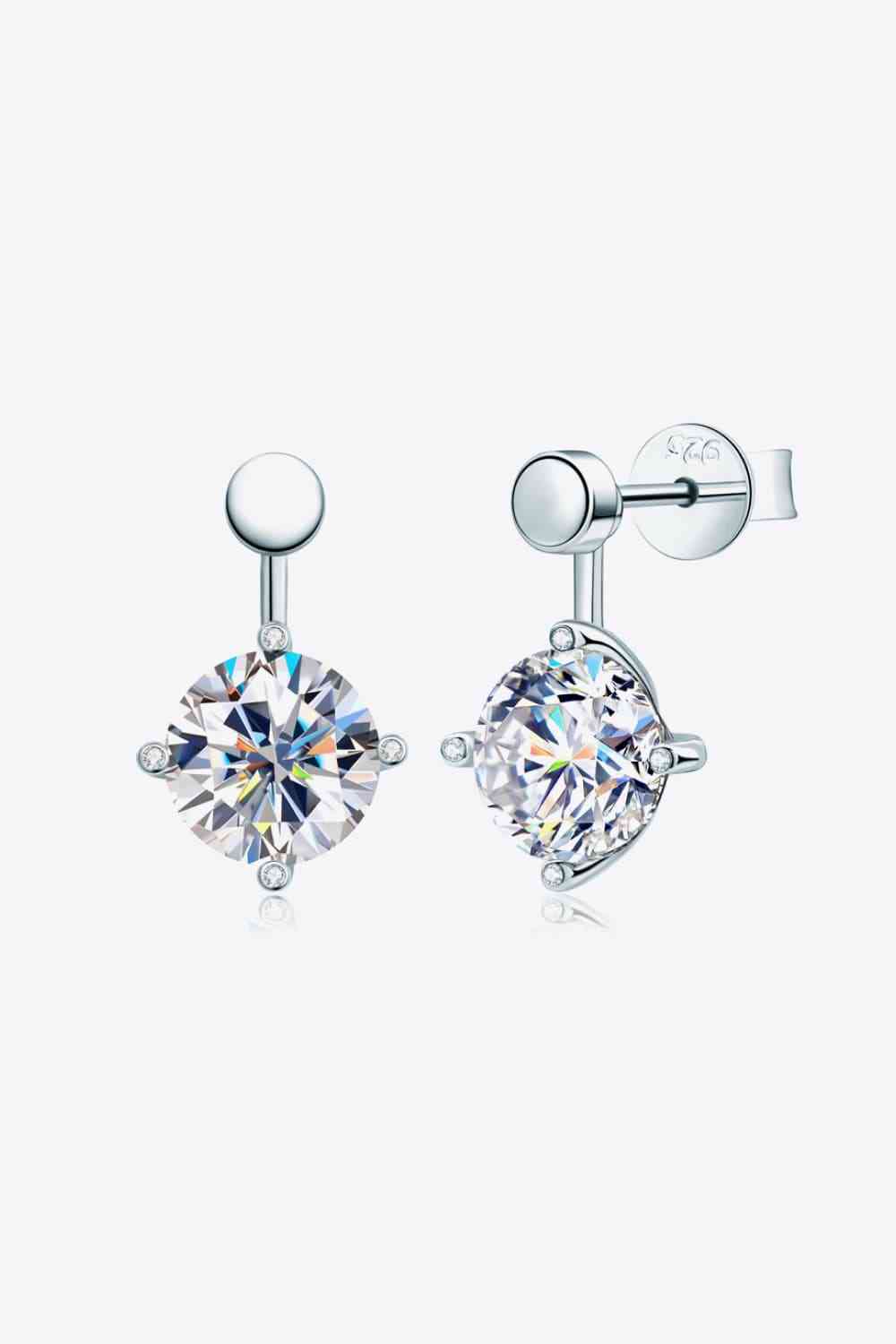 Adored 4 Carat Moissanite Drop Earrings Silver One Size
