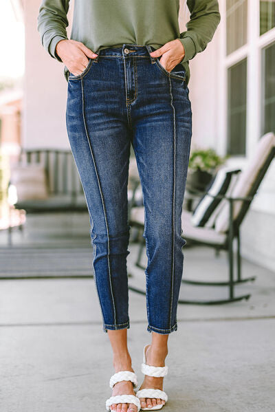 Slim Cropped Jeans with Pockets Medium