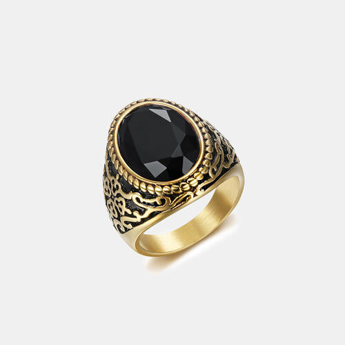 Geometric Titanium Steel Ring Black