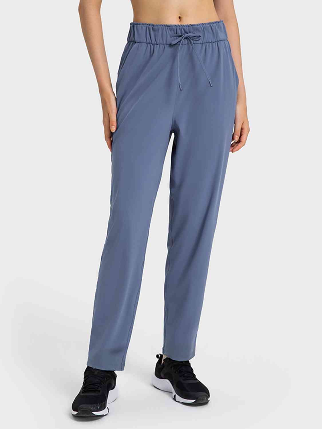 Drawstring Sport Pants with Pockets Dusty Blue