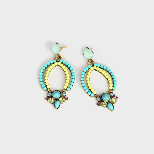 Geometric Alloy Dangle Earrings Teal One Size