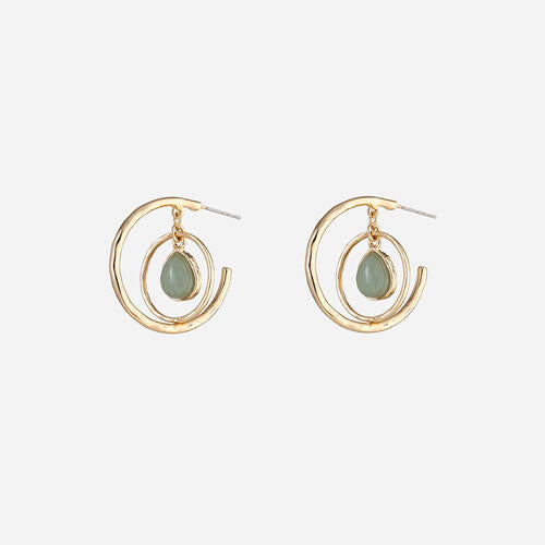 Geometric Teardrop Shape Alloy Earrings Mid Green One Size