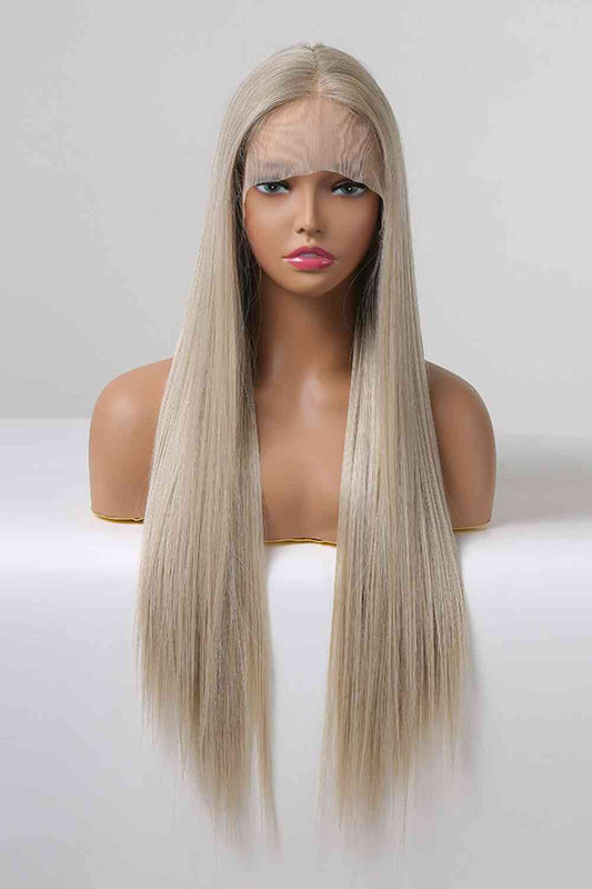 13*2" Lace Front Wigs Synthetic Long Straight 27" 150% Density Blonde/Ash Brown Root One Size