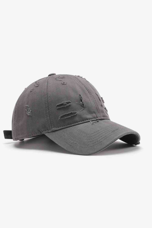 Distressed Adjustable Baseball Cap Mid Gray One Size