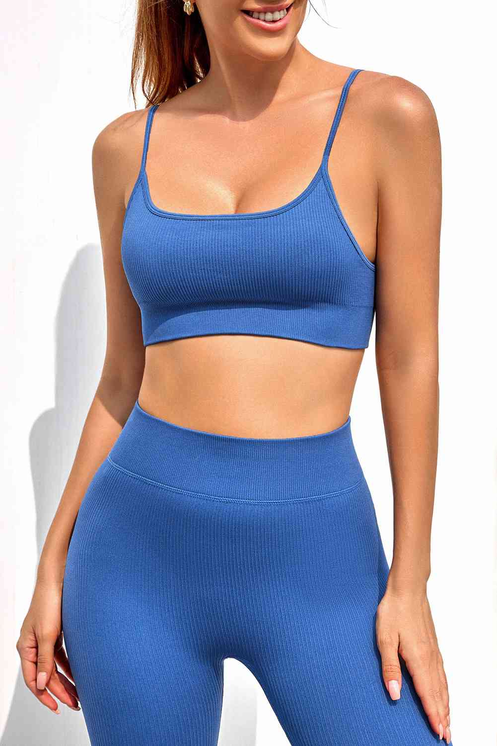 Spaghetti Strap Sports Bra Cobalt Blue