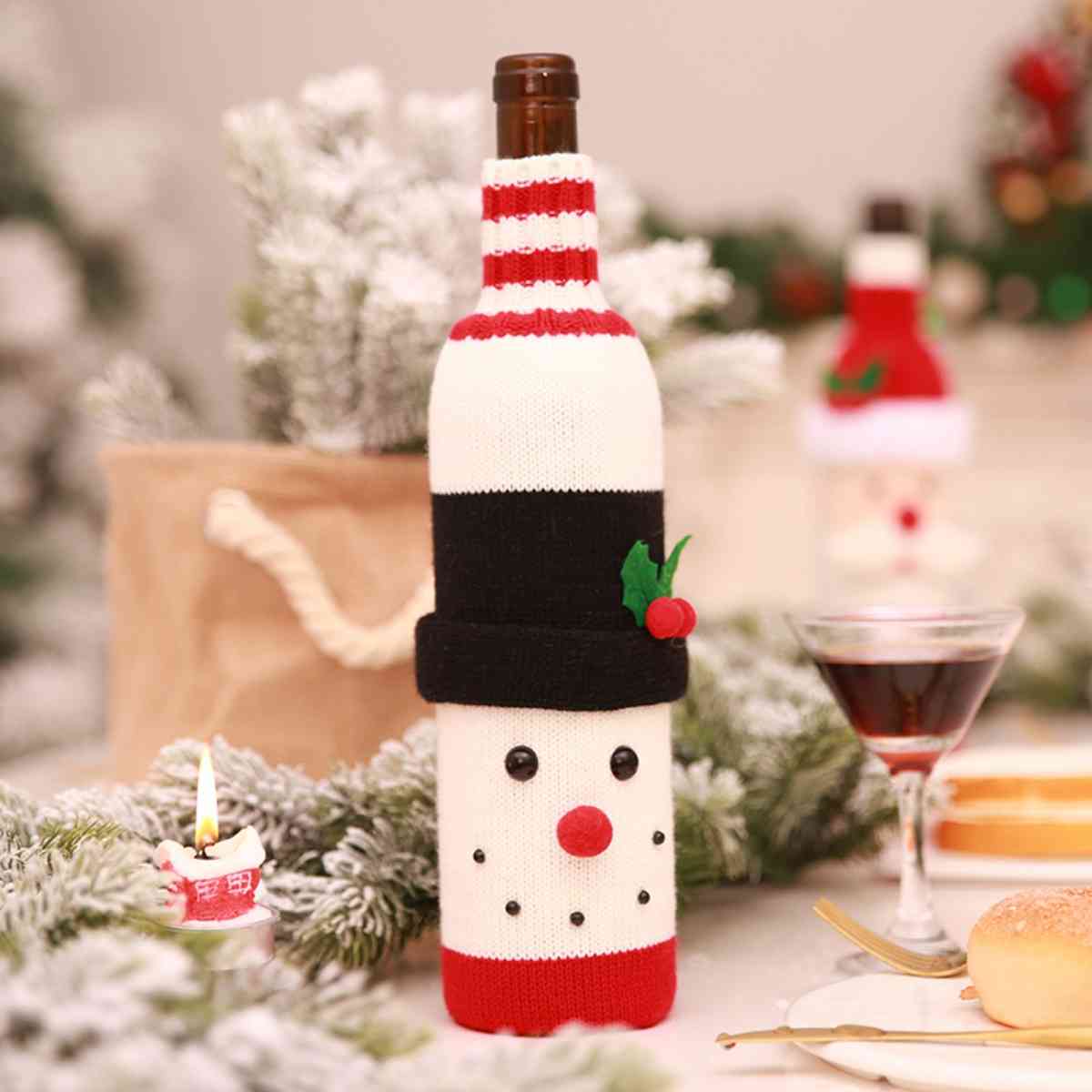 Christmas Knit Wine Bottle Cover Style B One Size
