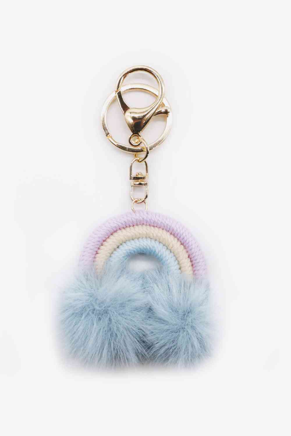 Assorted 4-Pack Rainbow Pom Pom Keychain Pastel Blue One Size