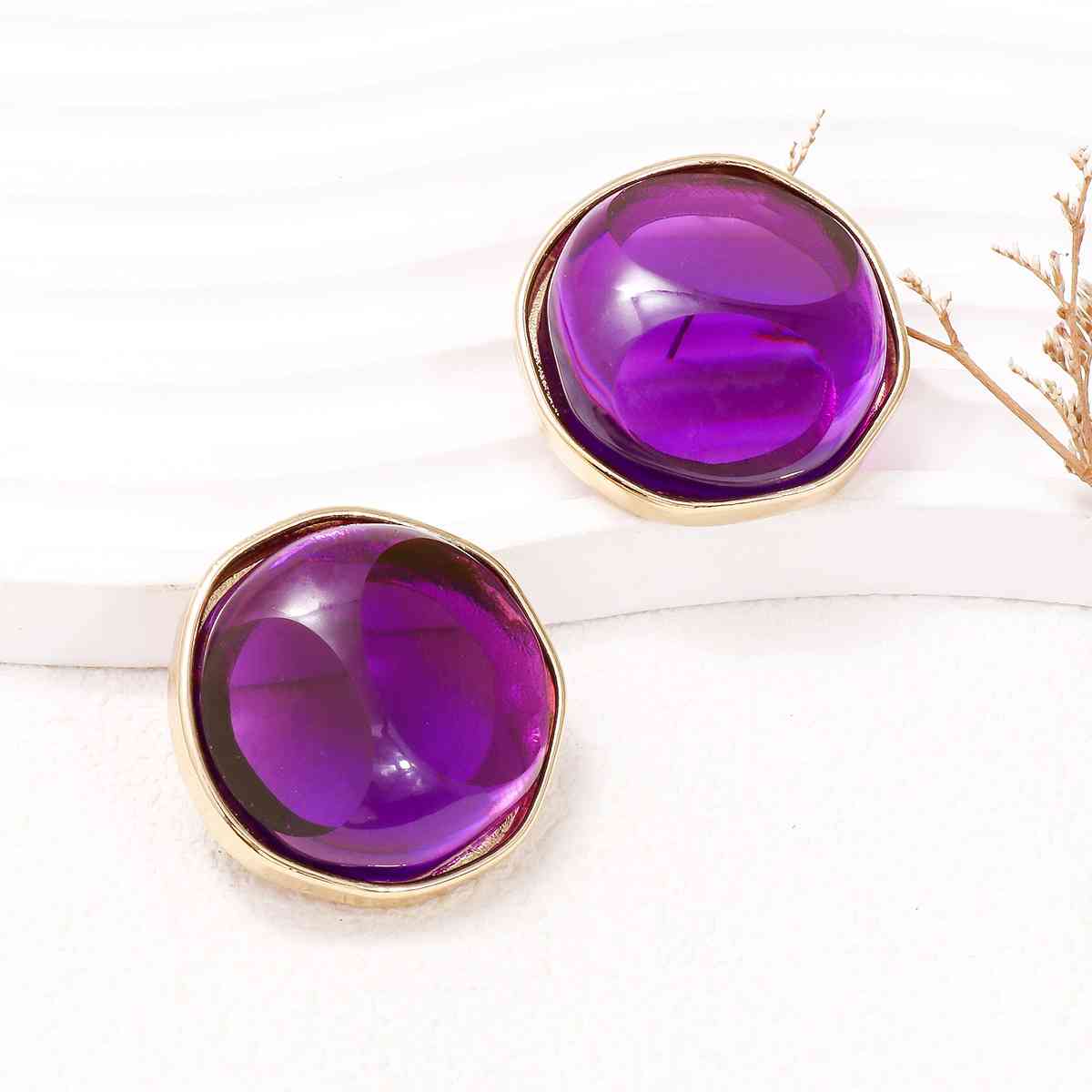 Alloy Geometric Earrings Purple One Size