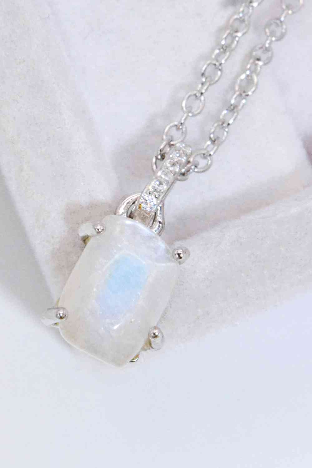 Natural Moonstone 4-Prong Pendant Necklace