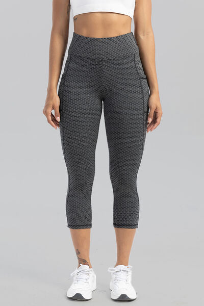 Contrast Stitching High Waist Active Pants Charcoal