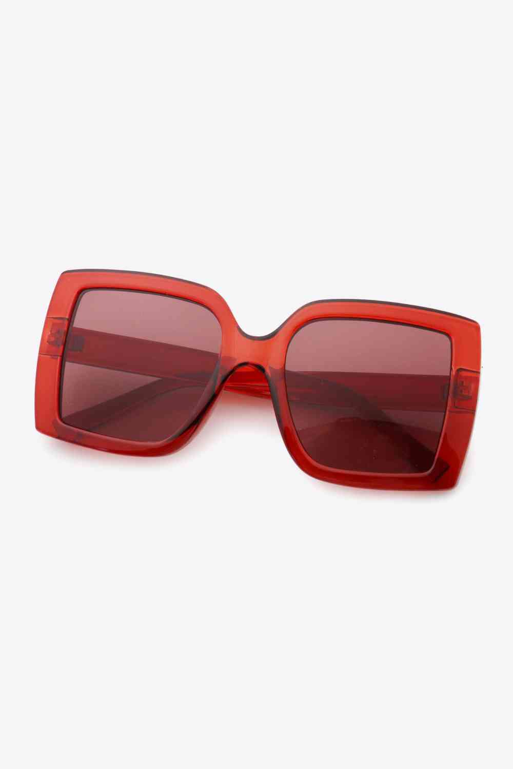 Acetate Lens Square Sunglasses Deep Red One Size