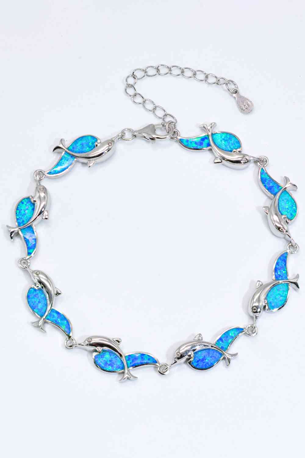 Opal Dolphin 925 Sterling Silver Bracelet Cobalt Blue One Size
