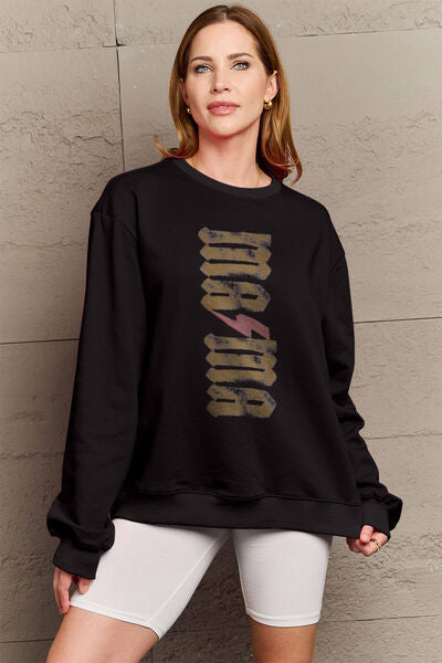 Simply Love Full Size MAMA Round Neck Sweatshirt Black