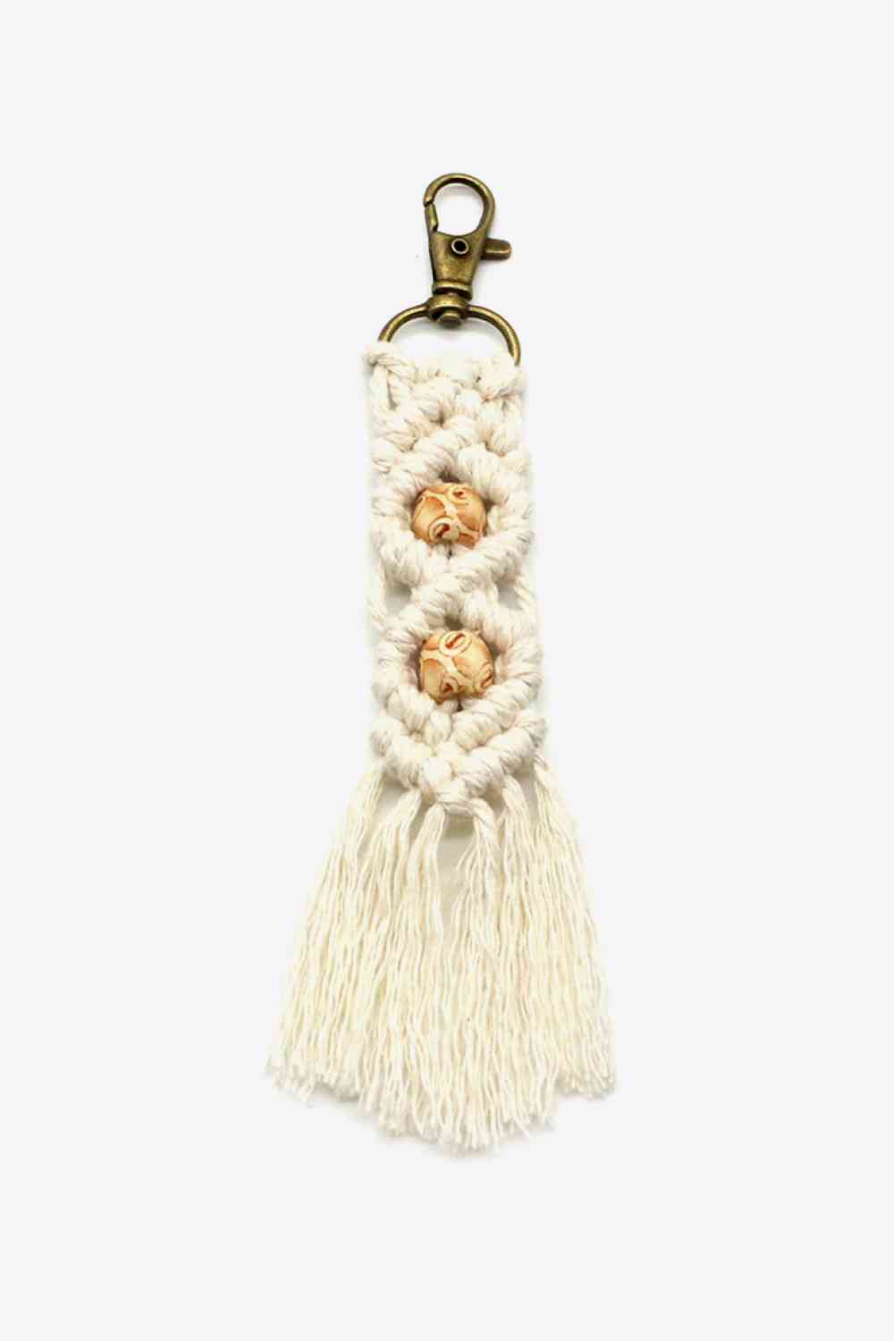 Assorted 4-Pack Handmade Macrame Fringe Keychain Cream One Size