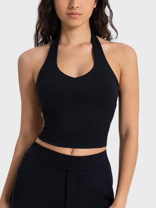 Cropped Sport Tank Black